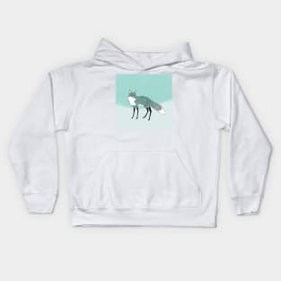 Black and white fox standing in the snow Kids Hoodie